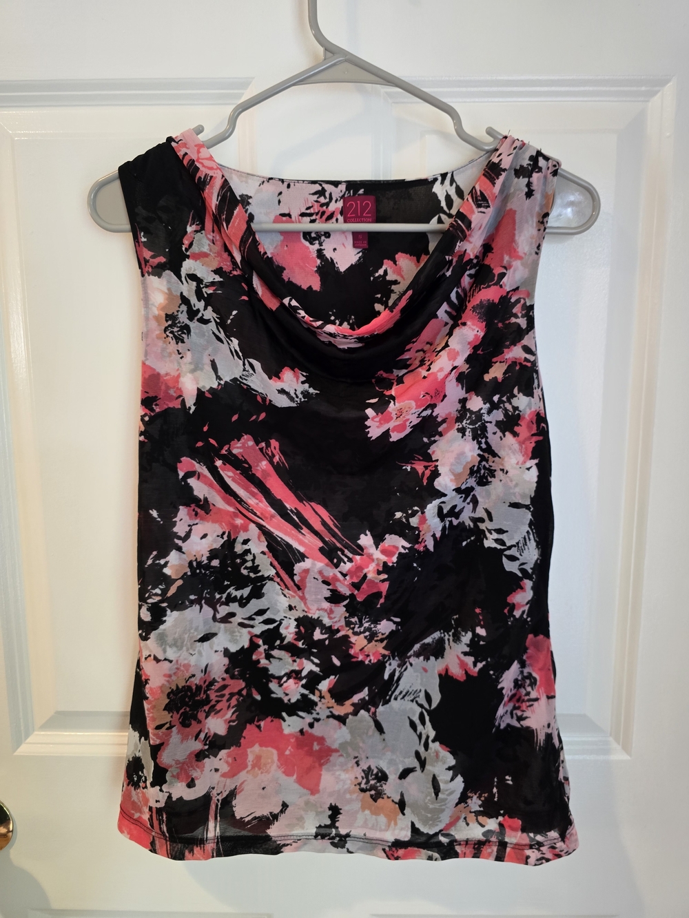 212 Collection Black & Pink Floral Cowl Neck Camisole